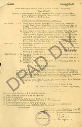 Surat Keputusan Kepala Daerah DIY Nomor : 46/1967 tentang pengangkatan tenaga honorer bulanan pad...