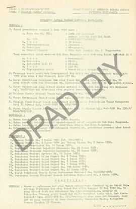 Surat Keputusan Kepala  Daerah Istimewa Yogyakarta Nomor : 442/SK/HGB/BPN/1991 tanggal 29 Mei 199...
