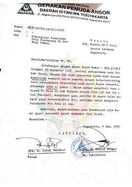 Surat dari Pengurus Gerakan Pemuda Ansor Daerah Istimewa Yogyakarta kepada Kepala BP-7 Daerah Ist...