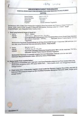 Amandemen Surat Perjanjian Penyaluran Bantuan Rehabilitasi dan Rekonstruksi Rumah (SPPB),  Nama K...