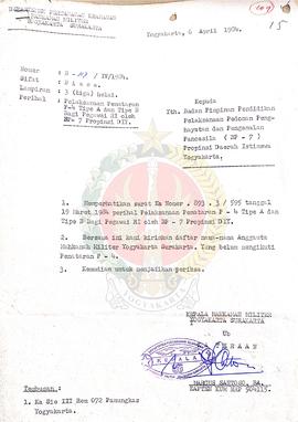 Surat dari Kepala Mahkamah Militer Yogyakarta Surakarta kepada Kepala BP-7 Daerah Istimewa Yogyak...