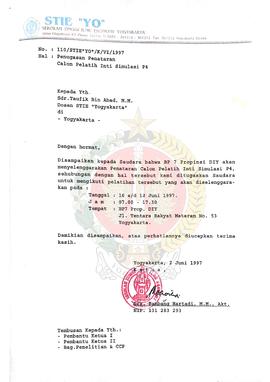 Surat dari Ketua Sekolah Tinggi Ilmu Ekonomi (STIE)  Yogyakarta (STIE “YO”)  kepada Taufik Bin Ab...