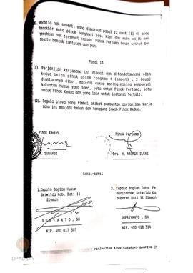 Perjanjian Kerjasama antara Pemkab Sleman dengan Koperasi Sembada Kab. Dati II Sleman. No. 29/Kep...