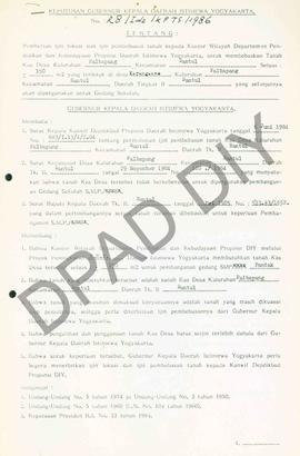 Surat Keputusan Gubernur Kepala Daerah Istimewa Yogyakarta             Nomor : 28/Idz/KPTS/1986 t...