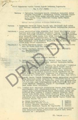 Surat Keputusan Kepala Daerah DIY No : 287/1973 tanggal 26 Juli 1973 tentang pemberian tunjangan ...