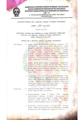 Keputusan Kepala BP-7 Provinsi Daerah Istimewa Yogyakarta Nomor: 188.43/157 Tentang Perubahan Sus...
