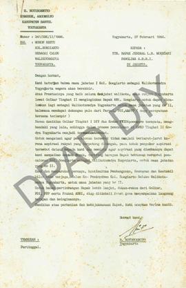 Surat dari R. Notosoewito di Yogyakarta kepada Panglima ABRI                Jendral L.B. Moerdani...