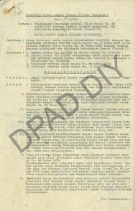Surat Instruksi Kepala Daerah DIY No : 5/1973 tanggal 20 Agustus 1973 tentang pelaksanaan Keputus...