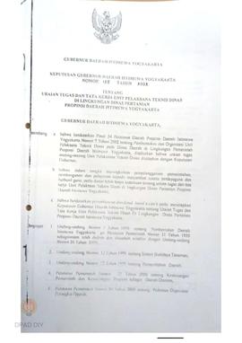 Keputusan Gubernur Kepala Daerah Istimewa Yogyakarta  Nomor 155 tahun 2002 tentang uraian tugas d...