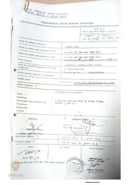 Surat permohonan izin untuk mendirikan sebuah Gedung Kantor Departemen Kesehatan Kabupaten Dati I...