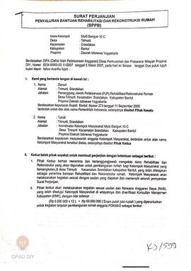 Surat Perjanjian Penyaluran Bantuan Rehabilitasi dan Rekonstruksi Rumah (SPPB),  Nama Kelompok Ma...