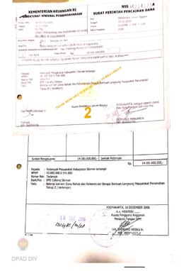 Surat Perintah Pencairan Dana kepada Kelompok Masyarakat Kabupaten Sleman untuk Belanja Lain-lain...