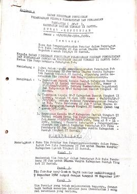 Surat Keputusan BP-7 Kabupaten Daerah Tingkat II Bantul Nomer : 16/KPTS/BP-7/Bt/1982 tentang Nama...