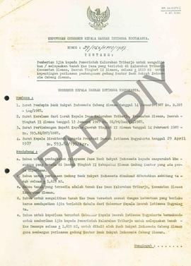 Surat Keputusan Gubernur Kepala DIY No. 29/Idz/KPTS/1987 tentang pemberian ijin kepada Pemerintah...