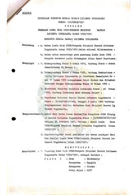 Surat Keputusan Gubernur Kepala Daerah Istimewa Yogyakarta Nomor: 141/KPTS/1991 tentang Pemenang ...