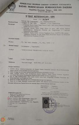 Berkas surat perihal permintaan izin penelitian mahasiswa atas nama YB. Dwi Jatmiko dkk guna peny...