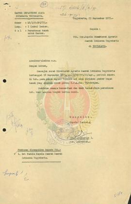 Permohonan tanah oleh Kepala Departemen Agama Kotamadya Yogyakarta untuk didirikan Gedung KUA di ...