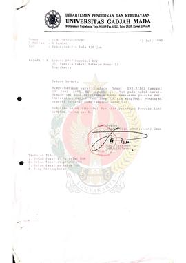 Surat dari Rektor Kepala Biro Administrai Umum an. Rektor Universitas Gadjah Mada kepada Kepala B...
