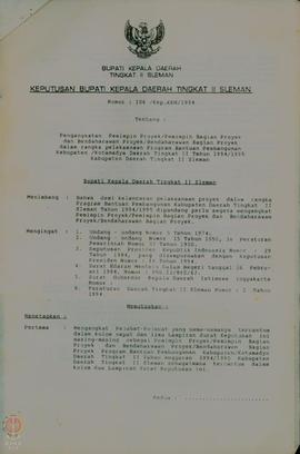 Keputusan Bupati Kepala Daerah Tingkat II Sleman No  106/Kep.KDH/1994 Tanggal 26 Mei tentang Peng...