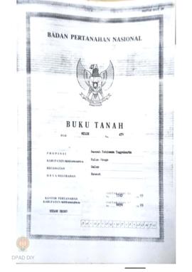 Buku Hak Milik tanah No. 470 atas nama KGPAA Pakualam VIII di Kecamatan Galur Desa Brosot.