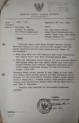 Surat Gubernur Daerah Istimewa Yogyakarta Nomor : 584/1573 tanggal 24 Juli perihal Penunjukan BPD...