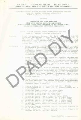Surat Keputusan Kepala Kantor Wilayah Badan Pertanahan Nasional Provinsi DIY. No : 731/SK / HGB /...