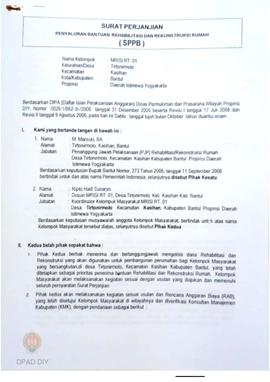 Surat Perjanjian Penyaluran Bantuan Rehabilitasi dan Rekonstruksi Rumah (SPPB), Nama Kelompok Mri...