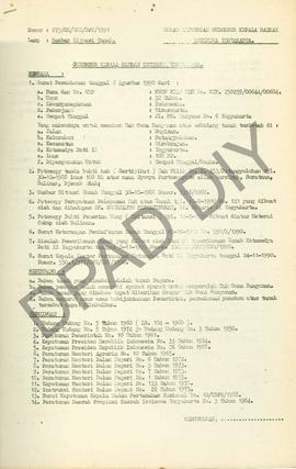Surat Keputusan Gubernur Kepala  Daerah Istimewa Yogyakarta Nomor : 275/SK/HGB/BPN/1991 tanggal 5...