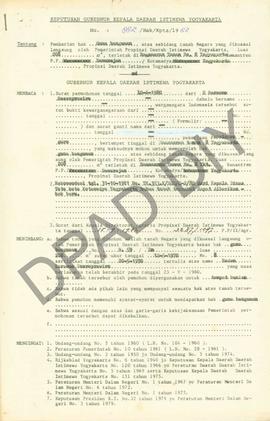 Surat Keputusan Gubernur Kepala DIY, No. 882/Hak/Kpts/1982 tanggal         7 Oktober 1982 tentang...