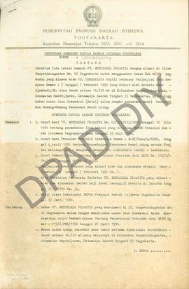 Keputusan Gubernur Kepala  Daerah Istimewa Yogyakarta Nomor: 54/KPTS/IL/1990 tanggal 6 Agustus 19...