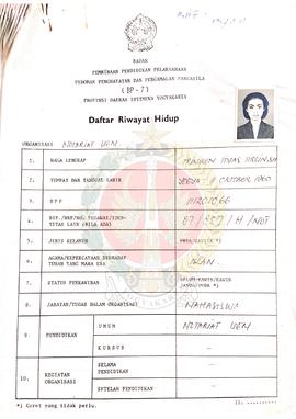 Bendel Daftar Riwayat Hidup anggota Penataran yang dilaksanakan oleh BP-7 Provinsi Daerah Istimew...