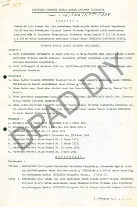 Surat Keputusan Gubernur Kepala Daerah Istimewa Yogyakarta               Nomor: 114/Idz/KPTS/1985...
