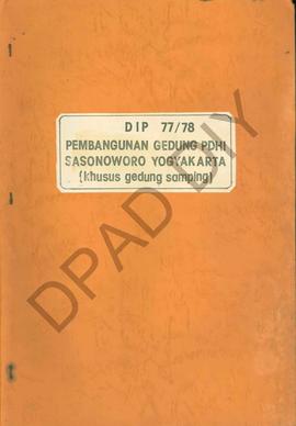 Daftar isian proyek 1977/1978 tentang pembangunan gedung PDHI Sasonoworo Yogyakarta.