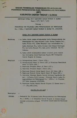 Keputusan Bupati Kepala Daerah Tingkat II Sleman Nomor:  116/Kep.KDH/1985 tentang Penunjukan dan ...