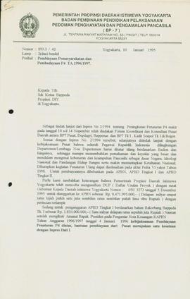 Surat dari Kepala BP-7 Pemerintah Provinsi Daerah Istimewa Yogyakarta kepada Ketua Badan Perencan...