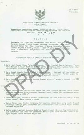 Surat Keputusan Gubernur Kepala Daerah Istimewa Yogyakarta             Nomor : 26/Idz/KPTS/1987 t...