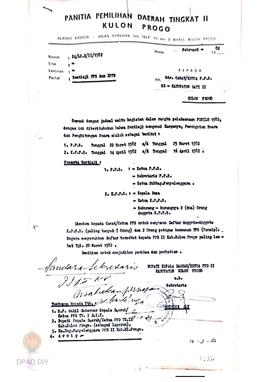 Surat PPD Tingkat II Kabupaten Kulon Progo No: 24/LC.2/II/1982 tentang Santiaji PPS dan KPPS.