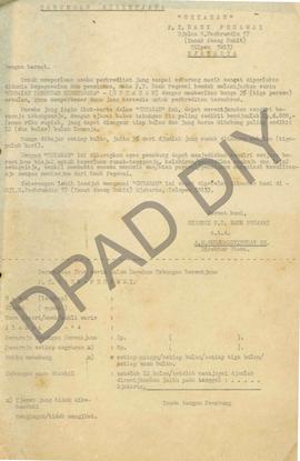 Turunan Surat dari Departemen Pekerjaan Umum dan Tenaga Listrik Jakarta, tanggal 17 Maret 1970, N...