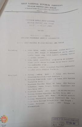 Surat Keputusan Kepala Arsip Nasional Wilayah Provinsi Jawa Tengah nomor: LT.002/47/1996 tentang ...