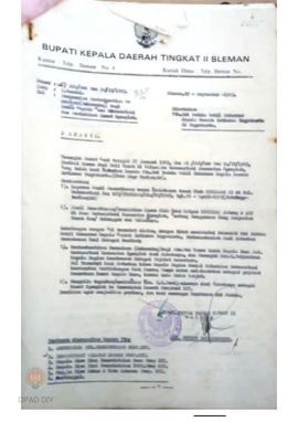 Surat Bupati Kepala Daerah Tingkat II Sleman kepada Sri Paduka Wakil Gubernur Kepala Daerah DIY t...