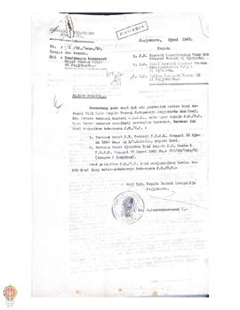 Surat dari Pemerintah Kotapraja Yogyakarta kepada Sri Sultan Hamengku Buwono IX tentang kunjungan...