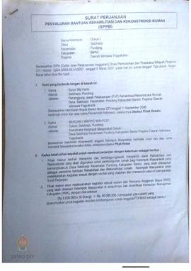 Surat Perjanjian Penyaluran Bantuan Rehabilitasi dan Rekonstruksi Rumah (SPPB),  Nama Kelompok Du...