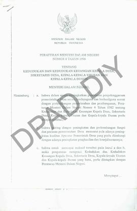 Peraturan Menteri Dalam Negeri Nomor 8 tahun 1996 tentang Kedudukan Keuangan Kepala Desa, Sekreta...
