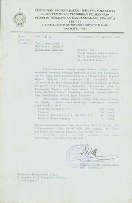 Surat dari Kepala BP-7 Pemerintah Provinsi Daerah Istimewa Yogyakarta kepada Bupati Kepala Daerah...
