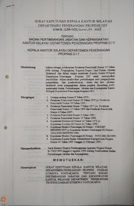 Surat Keputusan Kepala Kantor Wilayah Departemen Penerangan Daerah Istimewa Yogyakarta Nomor : 07...
