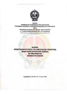 Jadwal Seksi Penataran P-4 Pola 120 Jam (Calon Penatar) Bagi Guru (Pendidikan Pancasila dan Kwarg...
