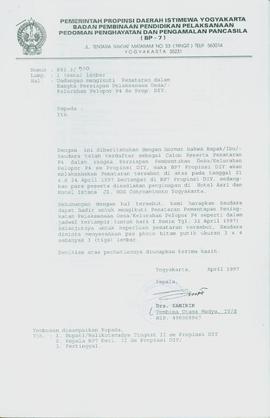 Surat dari Kepala BP-7  Daerah Istimewa Yogyakarta Bapak Drs. Samirin kepada – perihal undangan m...