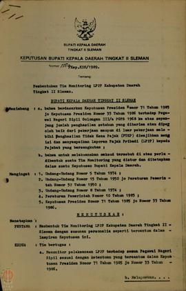 Surat Keputusan Bupati Kepala Daerah Tingkat II Sleman No  138A/Kep.KDH/1989 Tanggal 8 September ...