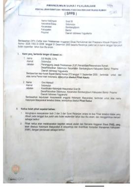 Surat Perjanjian Penyaluran Bantuan Rehabilitasi dan Rekonstruksi Rumah (SPPB), Rusak Sedang, Nam...