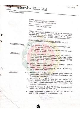 Berkas Surat Keputusan Tentang Penyelenggaraan Penataran P-4 Pola Pendukung 25 Jam dan Korpri unt...